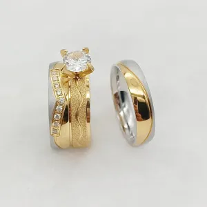 Exotic Golden Wedding & Engagement Rings Set for Couples