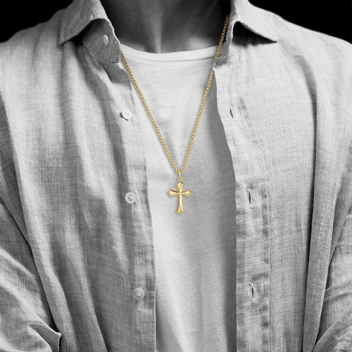 FANCIME Edgy Gothic Cross Sterling Mens Silver Necklace