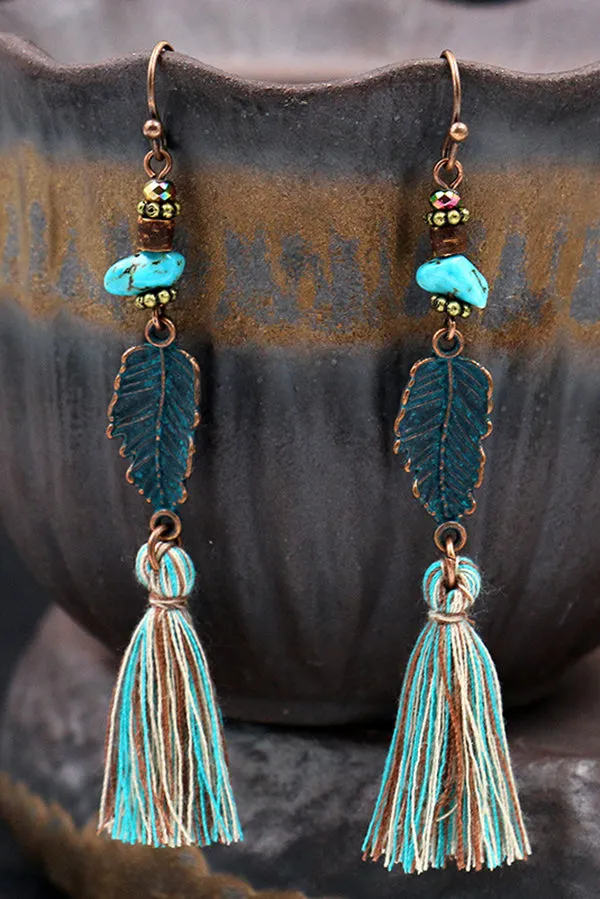 Fashionable Hollow Carved Alloy Tassel Retro Earrings