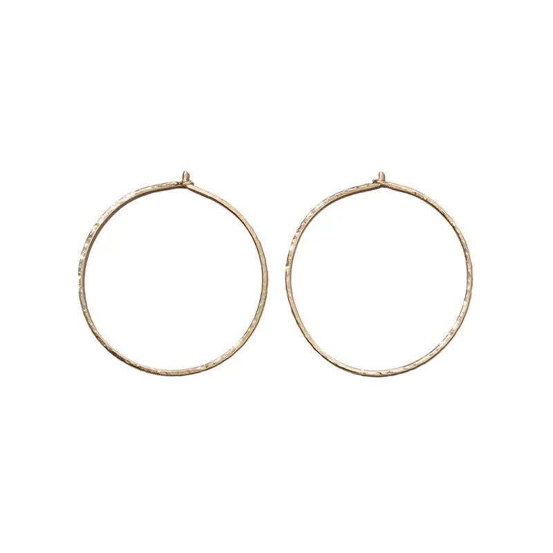 Fine Forged Hoops, Large, 9kt Yellow Gold