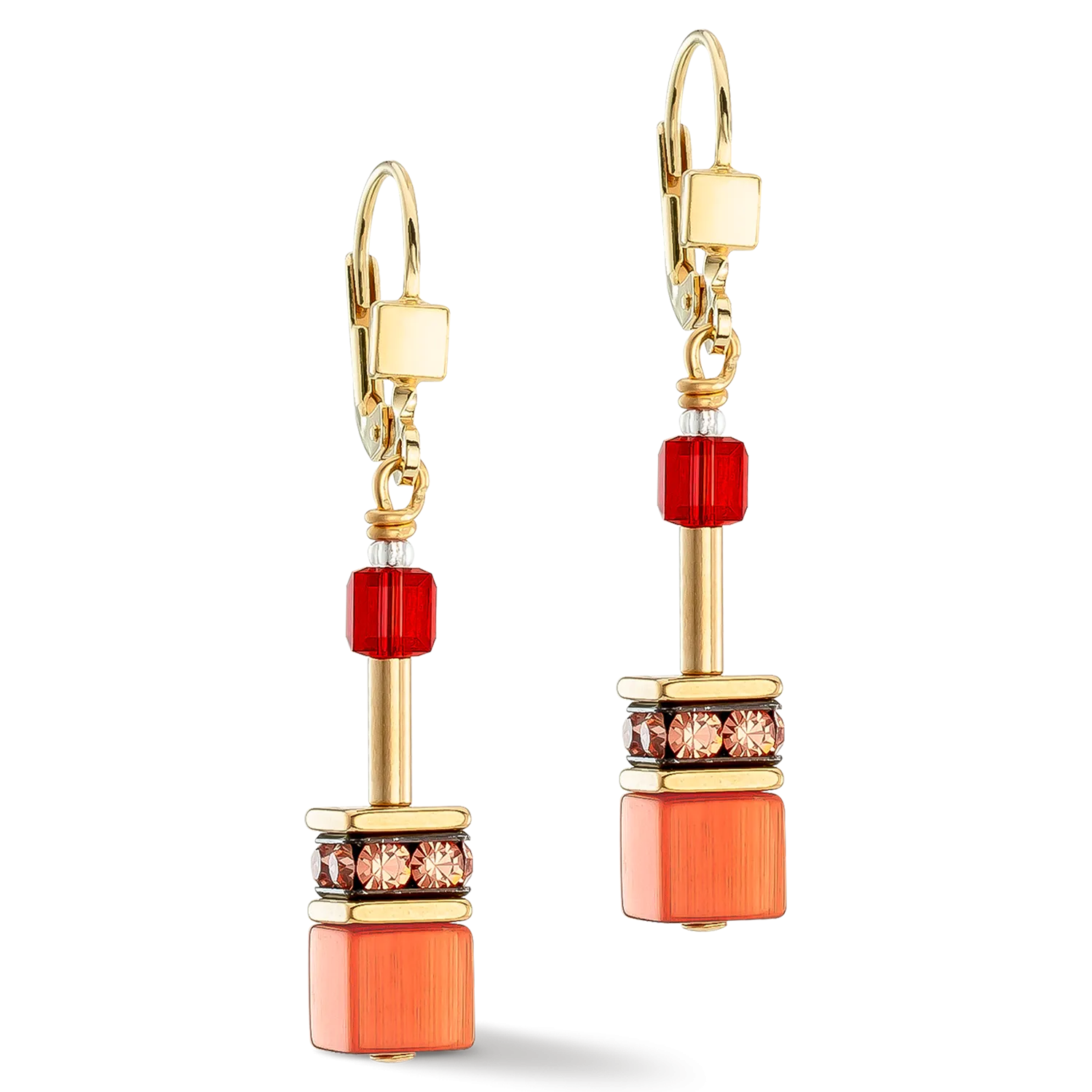 GeoCUBE® Iconic earrings gold red