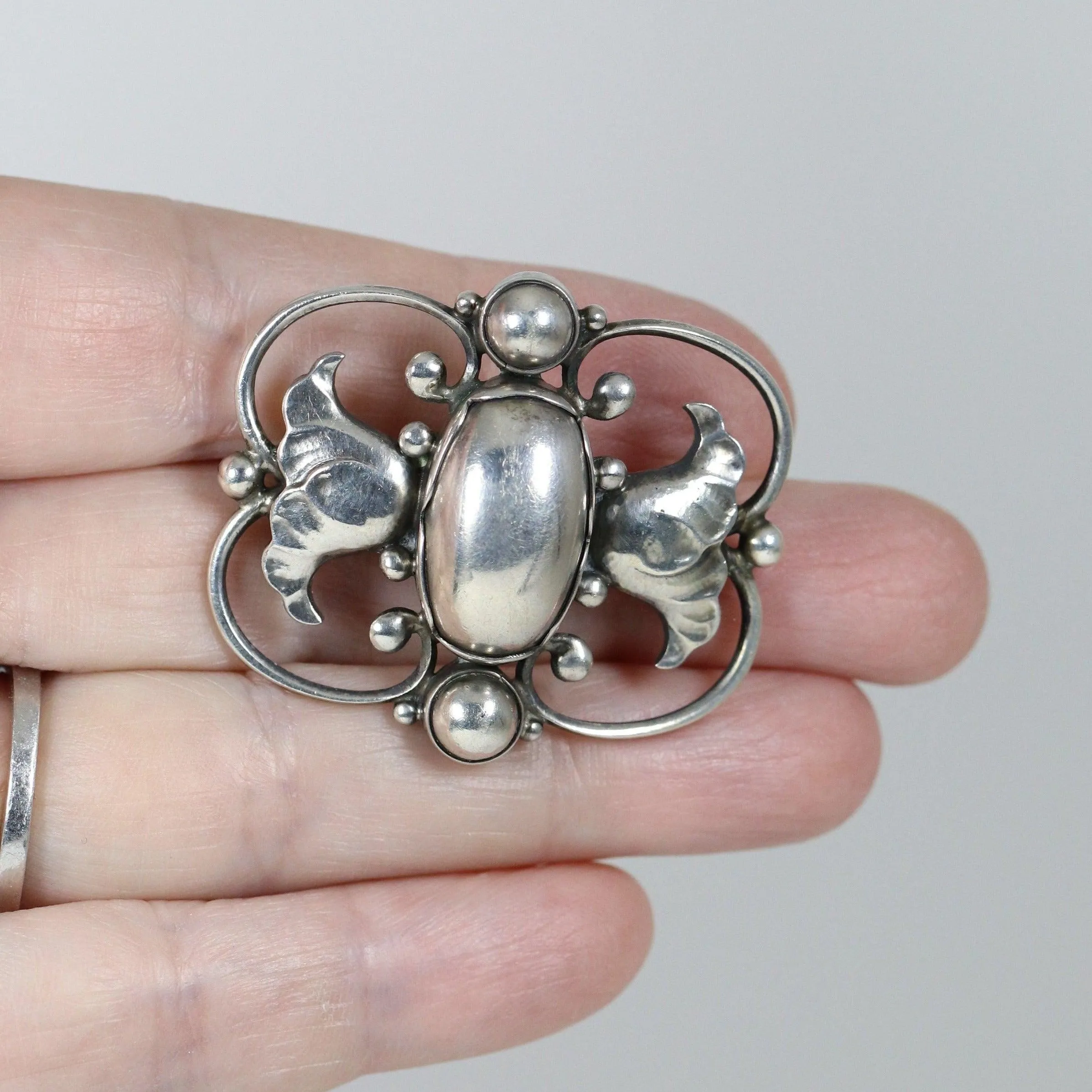 Georg Jensen Jewelry | Ornate Art Nouveau Silver Vintage Brooch 236