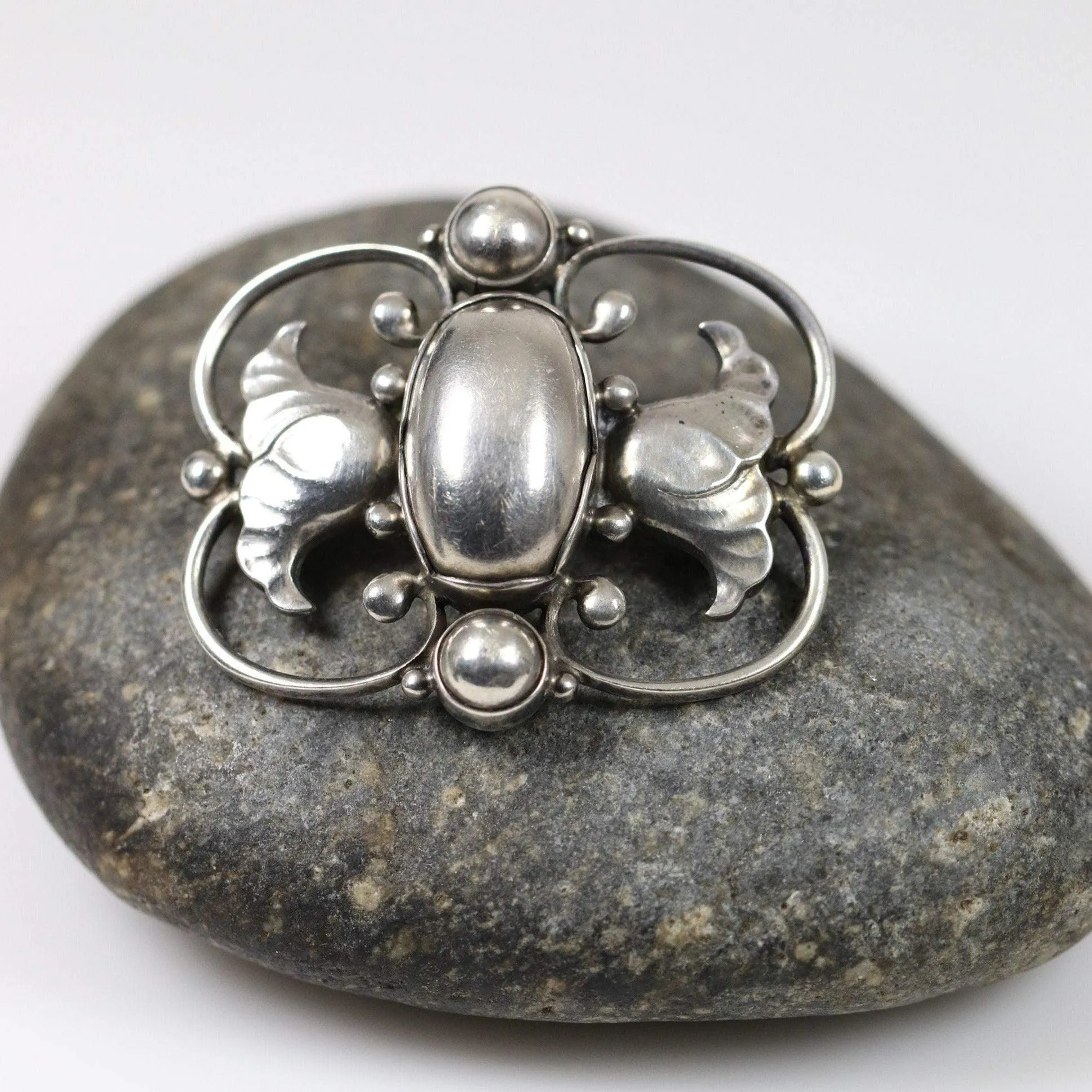 Georg Jensen Jewelry | Ornate Art Nouveau Silver Vintage Brooch 236