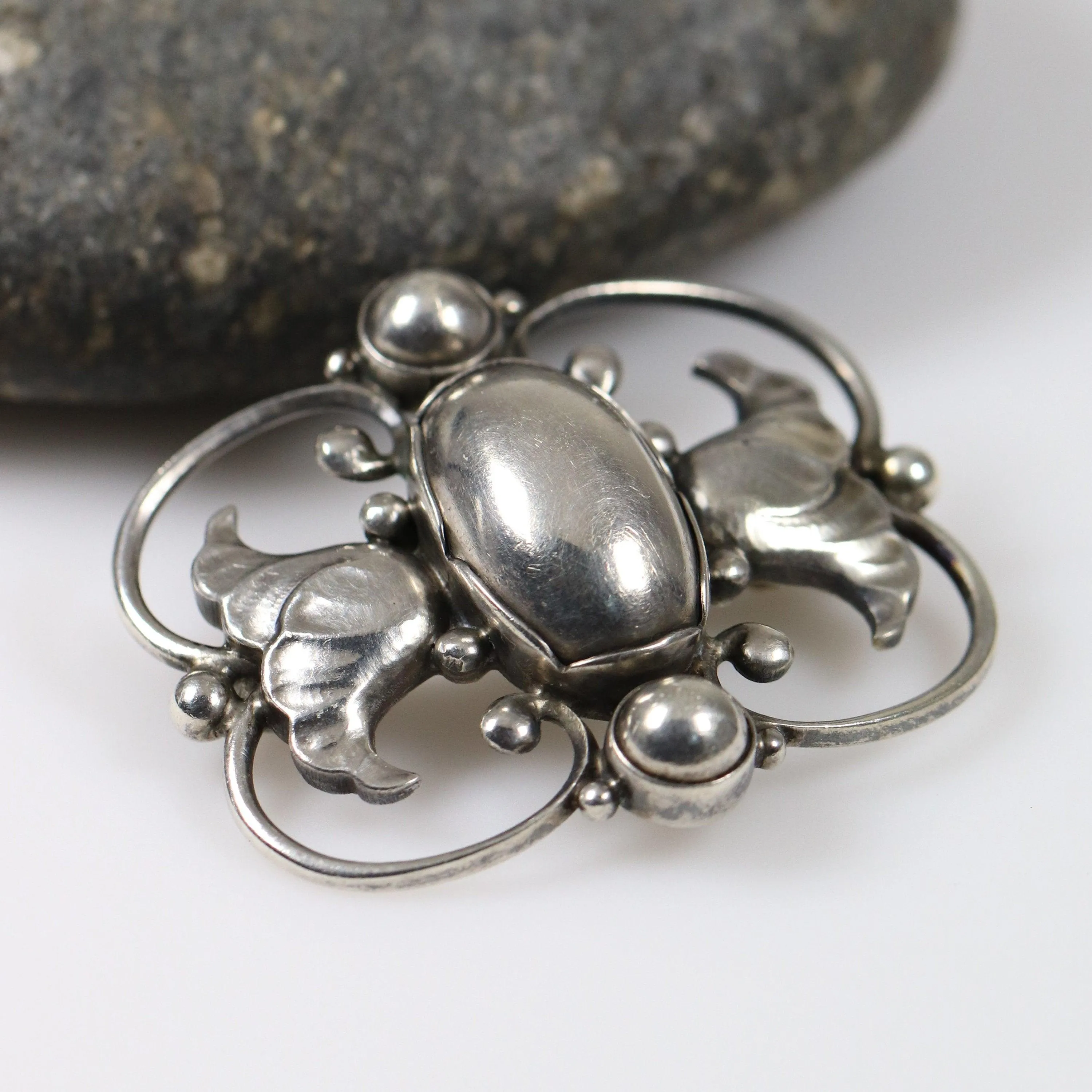 Georg Jensen Jewelry | Ornate Art Nouveau Silver Vintage Brooch 236