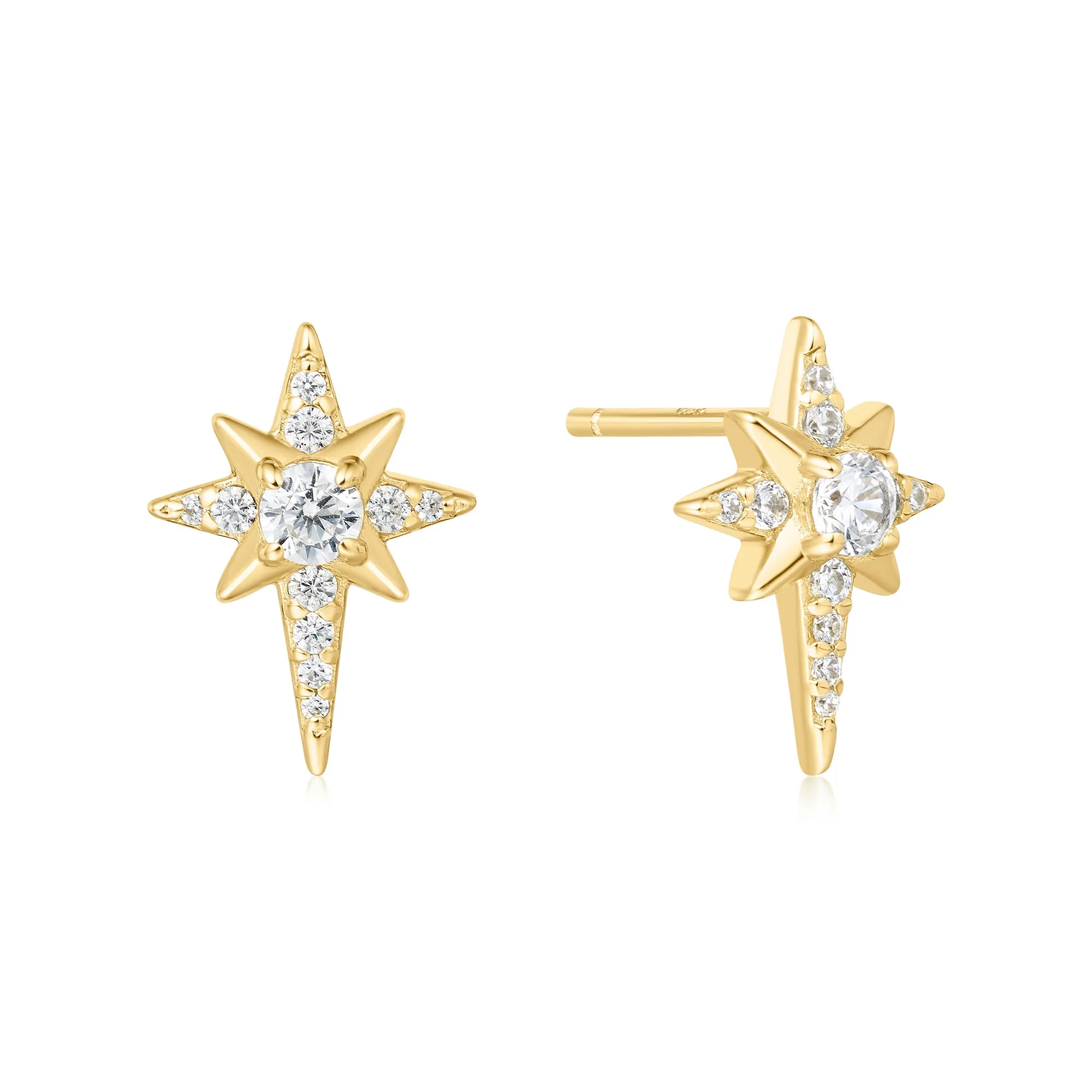 Gold Eight-Pointed Star Stud Earrings