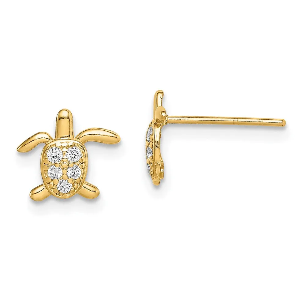 Gold Madi K CZ Turtle Post Earrings