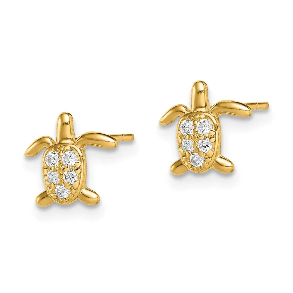 Gold Madi K CZ Turtle Post Earrings