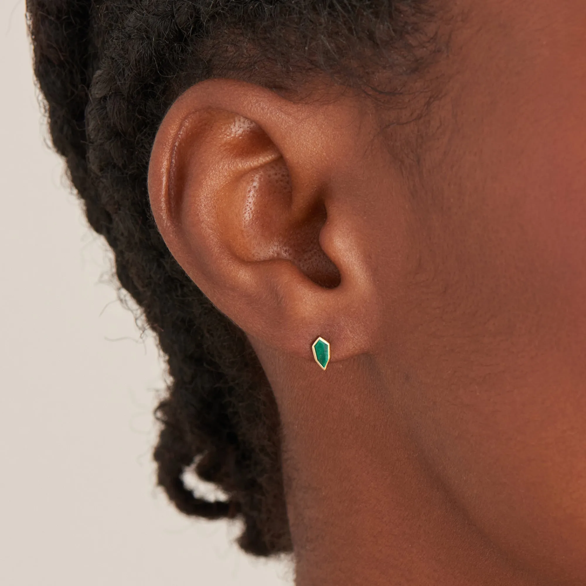 Gold Malachite Emblem Stud Earrings