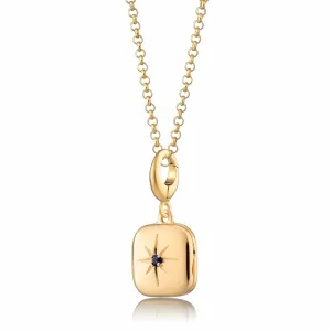 Gold Plated Star Locket Necklace with Blue Stone