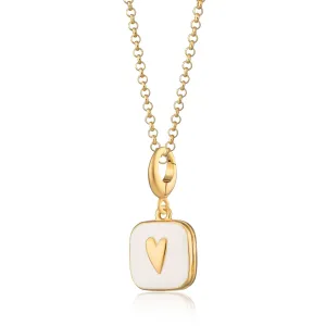 Gold Plated White Heart Locket Necklace