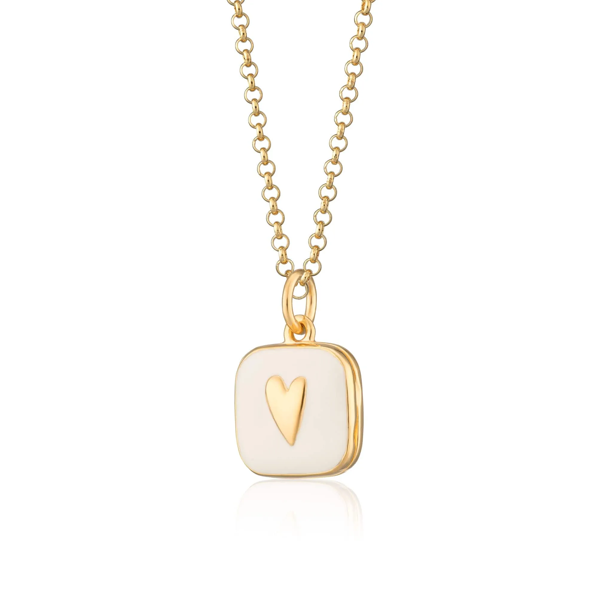 Gold Plated White Heart Locket Necklace