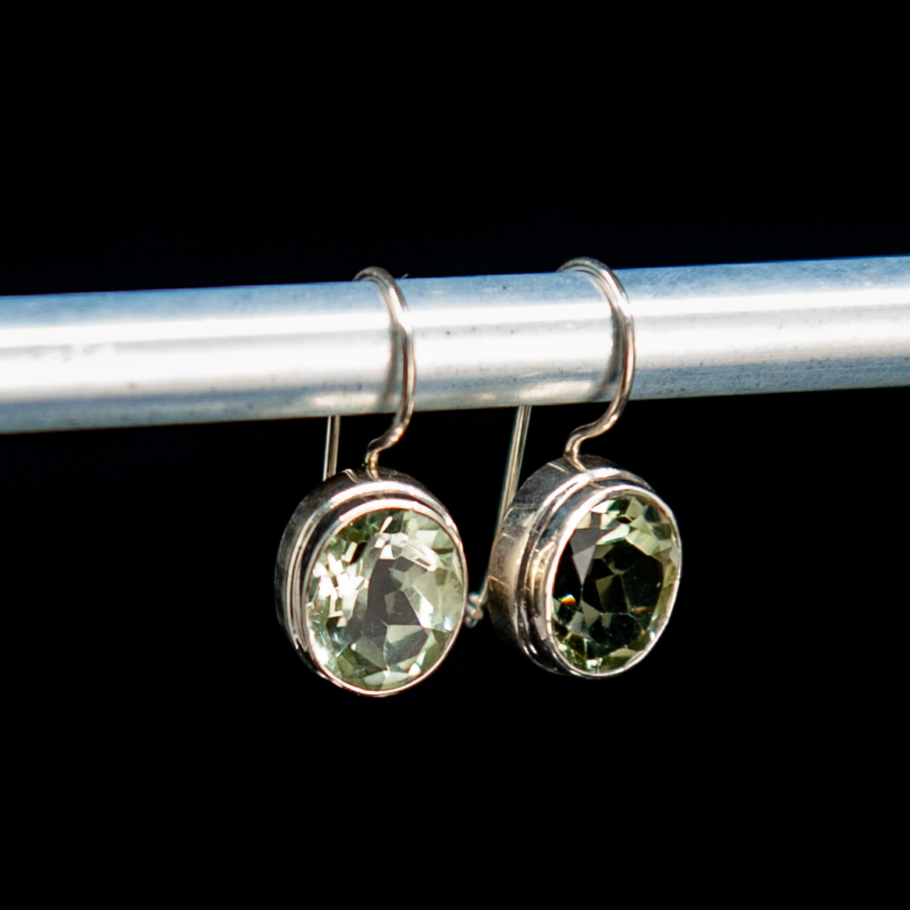 Green Amethyst Faceted Earrings