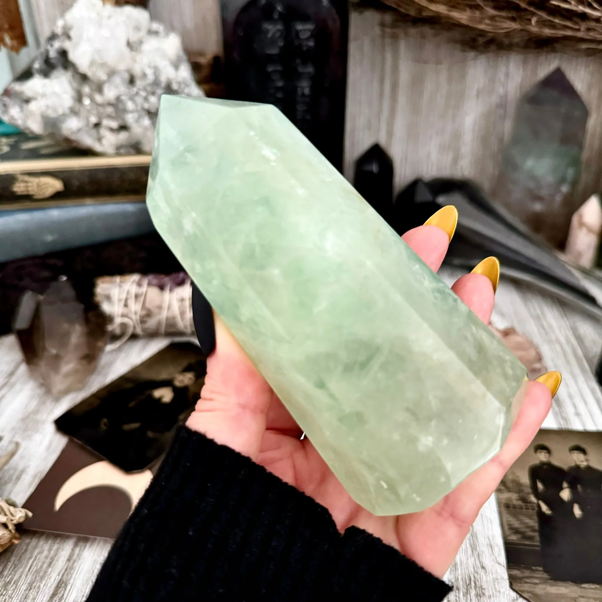 Green Fluorite Crystal Crystal Point Self Standing / FoxlarkCrystals