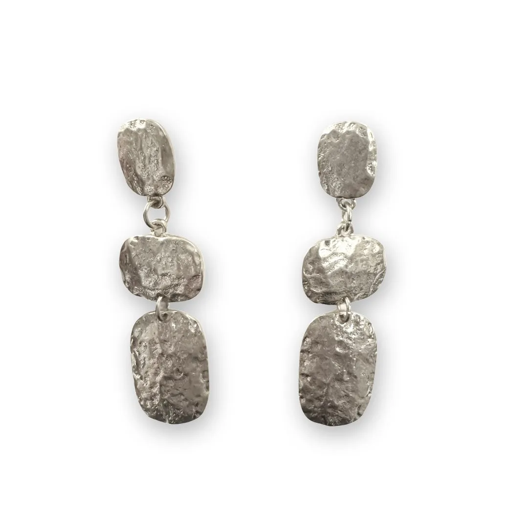 Hammered Mixed Metal Drop Earrings