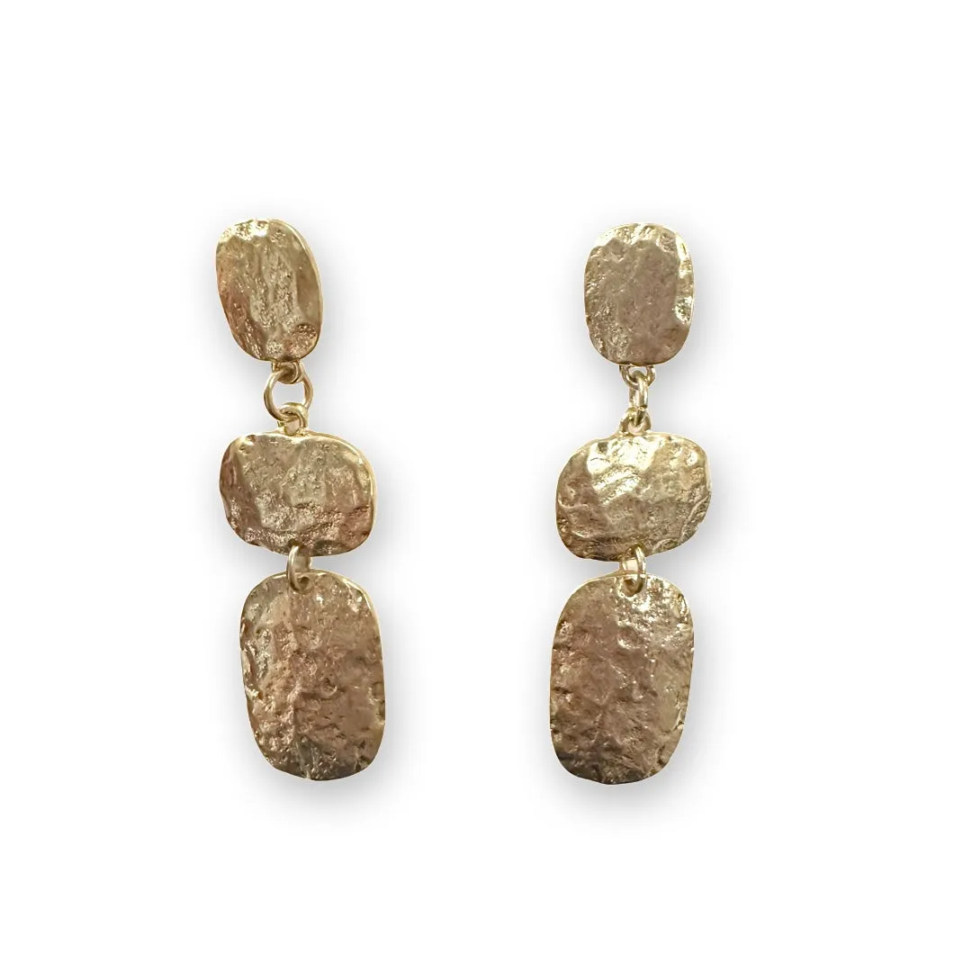 Hammered Mixed Metal Drop Earrings