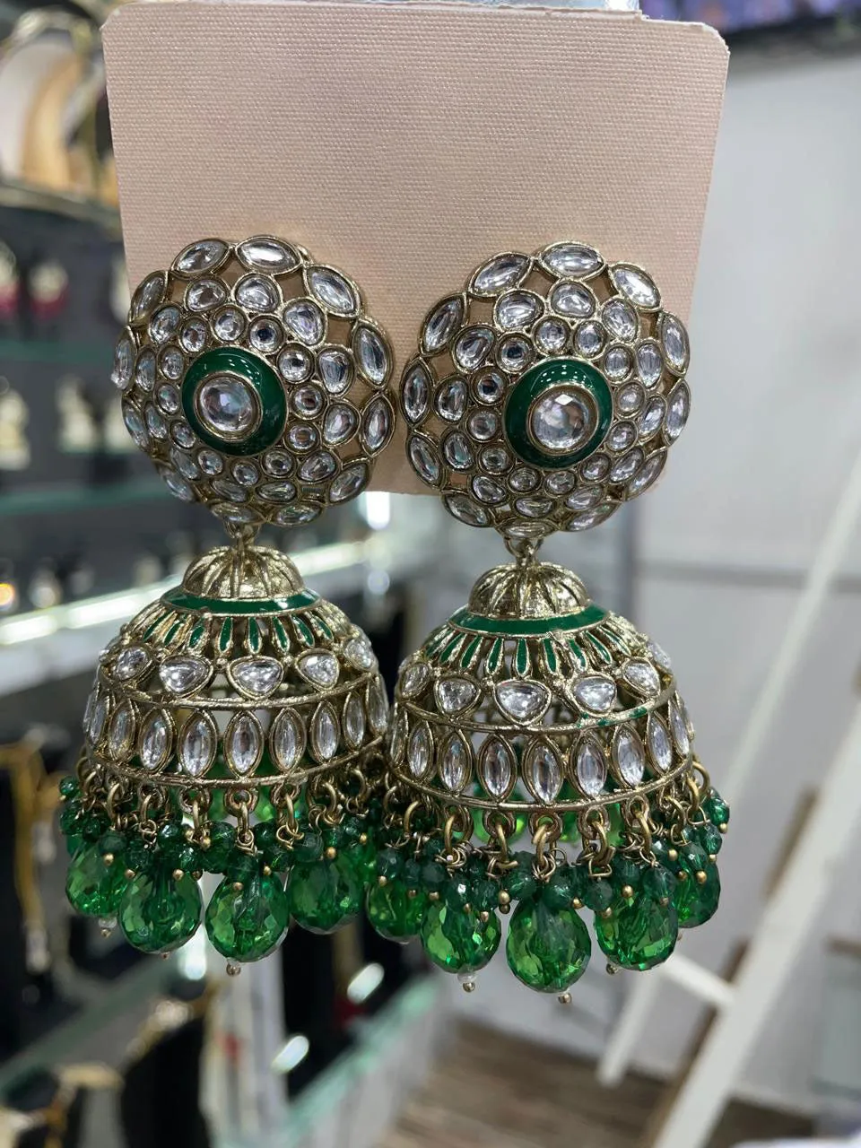 Handmade Kundan Earrings Indian and Pakistani Ethnic Jewelry for Weddings