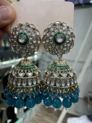 Handmade Kundan Earrings Indian and Pakistani Ethnic Jewelry for Weddings