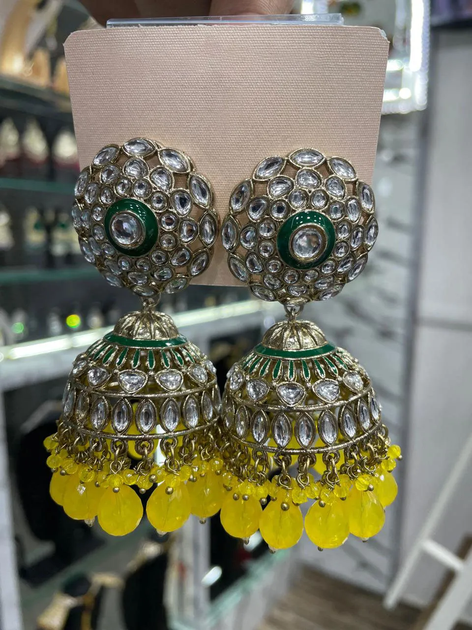 Handmade Kundan Earrings Indian and Pakistani Ethnic Jewelry for Weddings