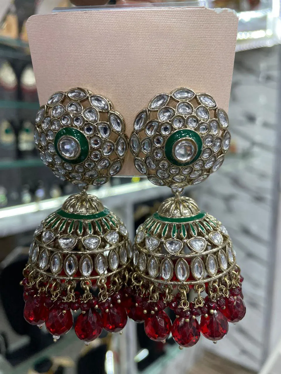 Handmade Kundan Earrings Indian and Pakistani Ethnic Jewelry for Weddings