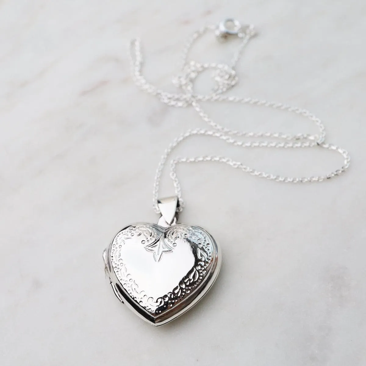 Heart Locket Necklace with Edge Details