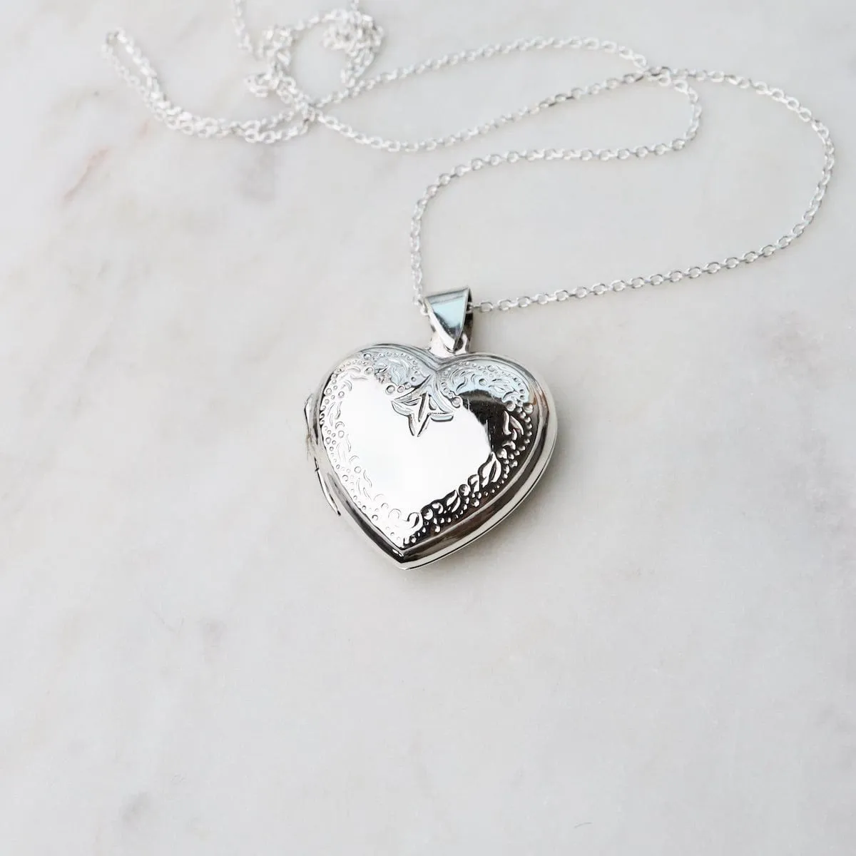 Heart Locket Necklace with Edge Details