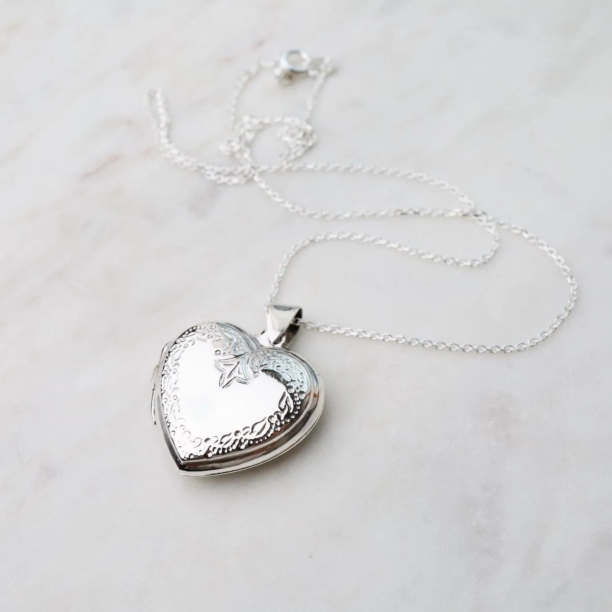 Heart Locket Necklace with Edge Details