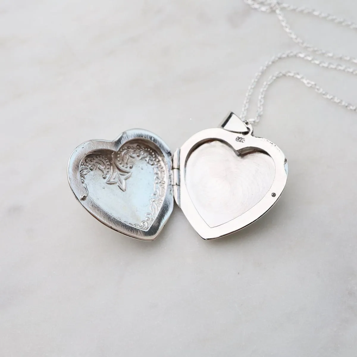 Heart Locket Necklace with Edge Details