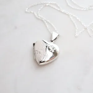 Heart Locket Necklace with Floral Details