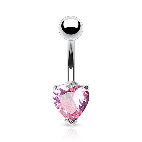 Heart Solitaire Belly Rings. Petite and Mega Heart Gems.