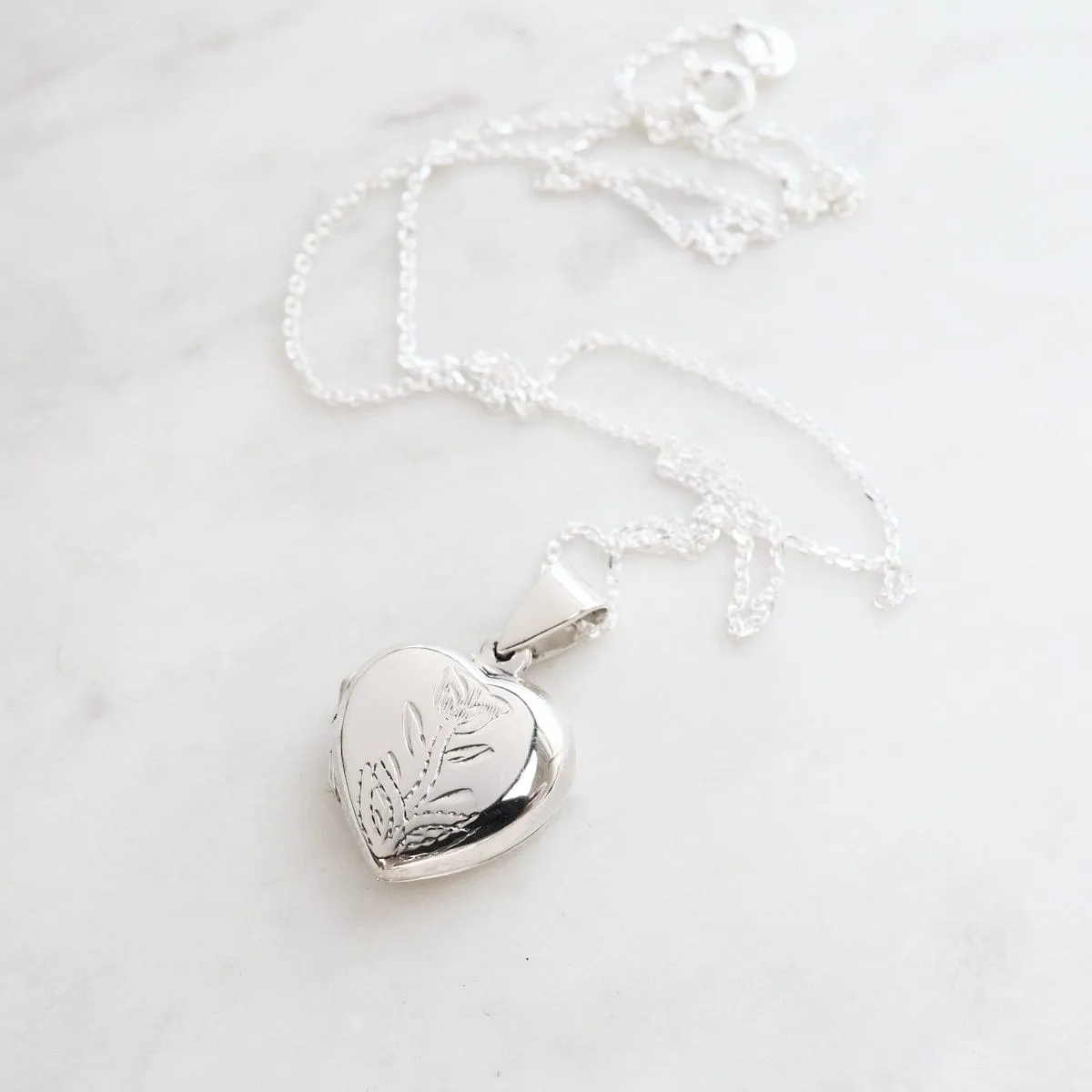 Heart with Leaves Locket Necklace