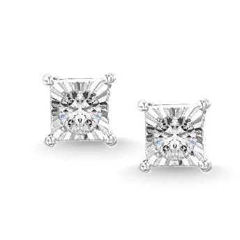 Illusion Square Diamond 1/20 Ct.Tw. Stud Earrings