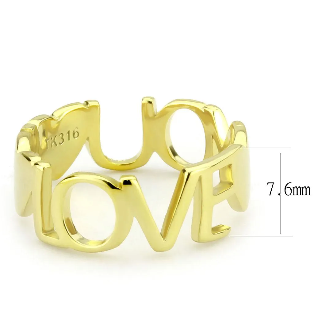 IP Gold(Ion Plating) Stainless Steel Ring with No Stone for Women Style TK3637