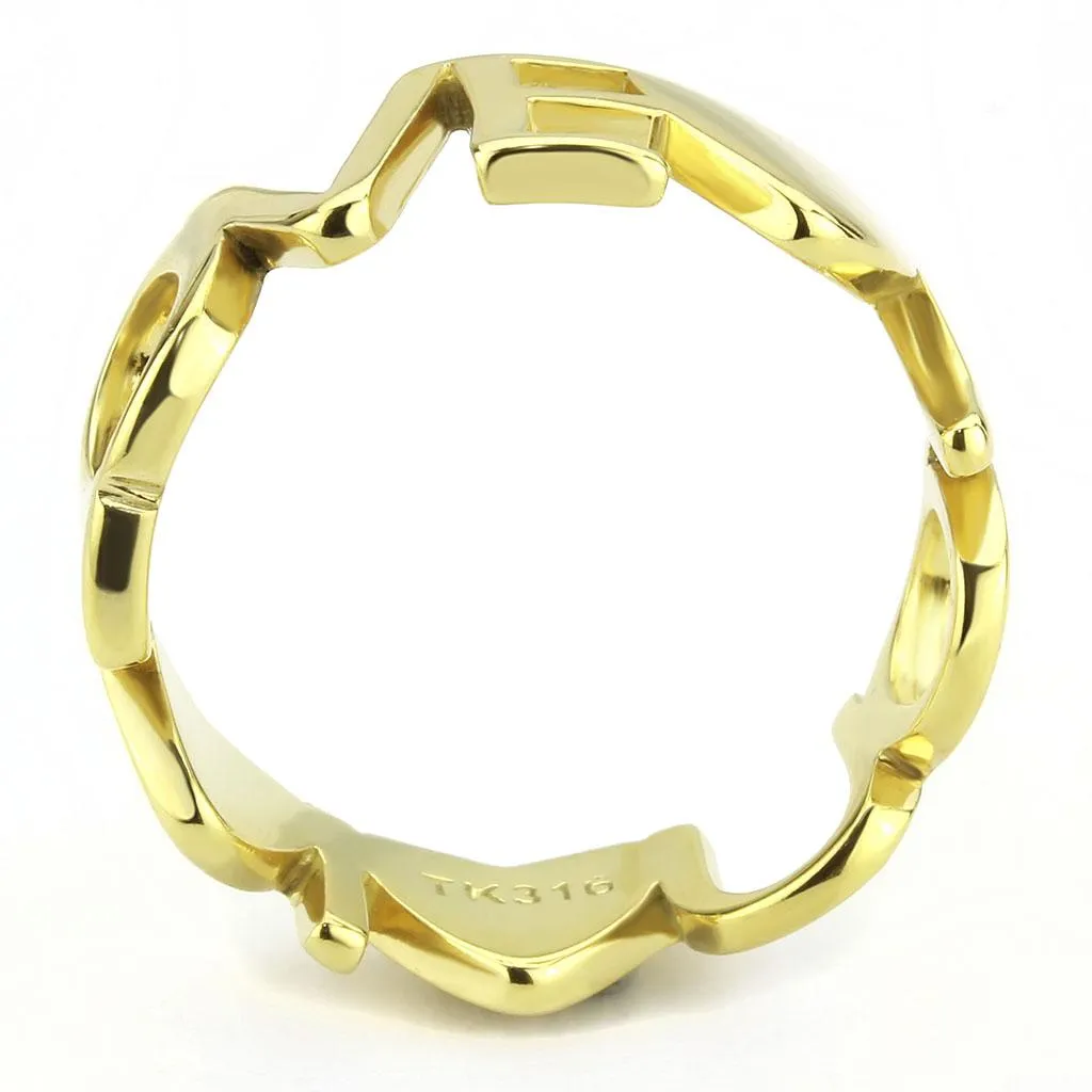 IP Gold(Ion Plating) Stainless Steel Ring with No Stone for Women Style TK3637