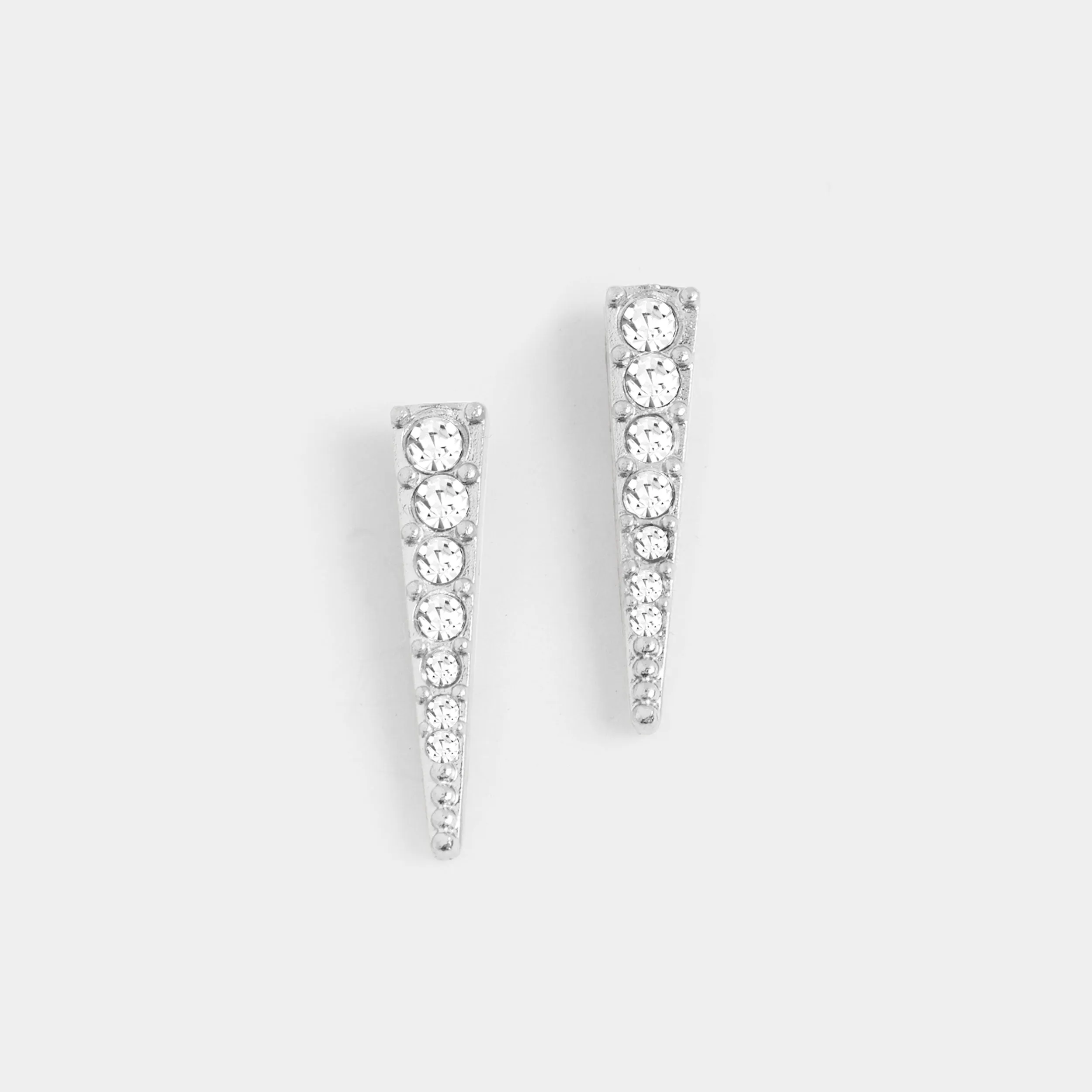 Jeweled Icicle Stud Earring - Silver