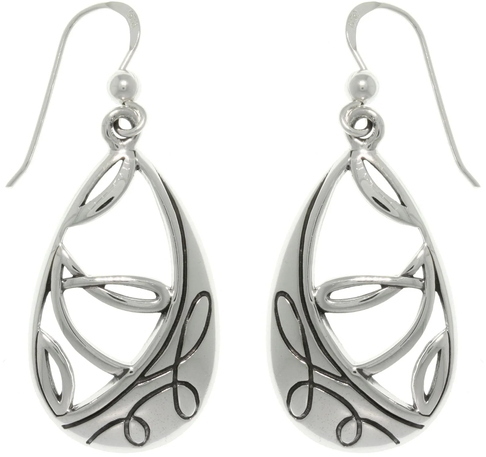 Jewelry Trends Sterling Silver Teardrop Twist Dangle Earrings