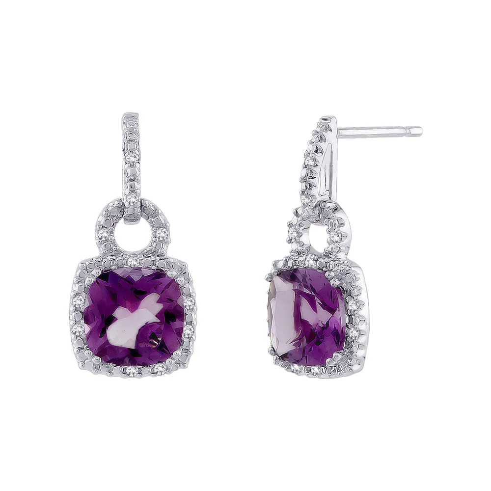 KATARINA Diamond and Amethyst Earrings (1/10 cttw)