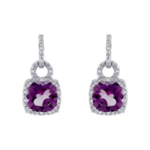 KATARINA Diamond and Amethyst Earrings (1/10 cttw)