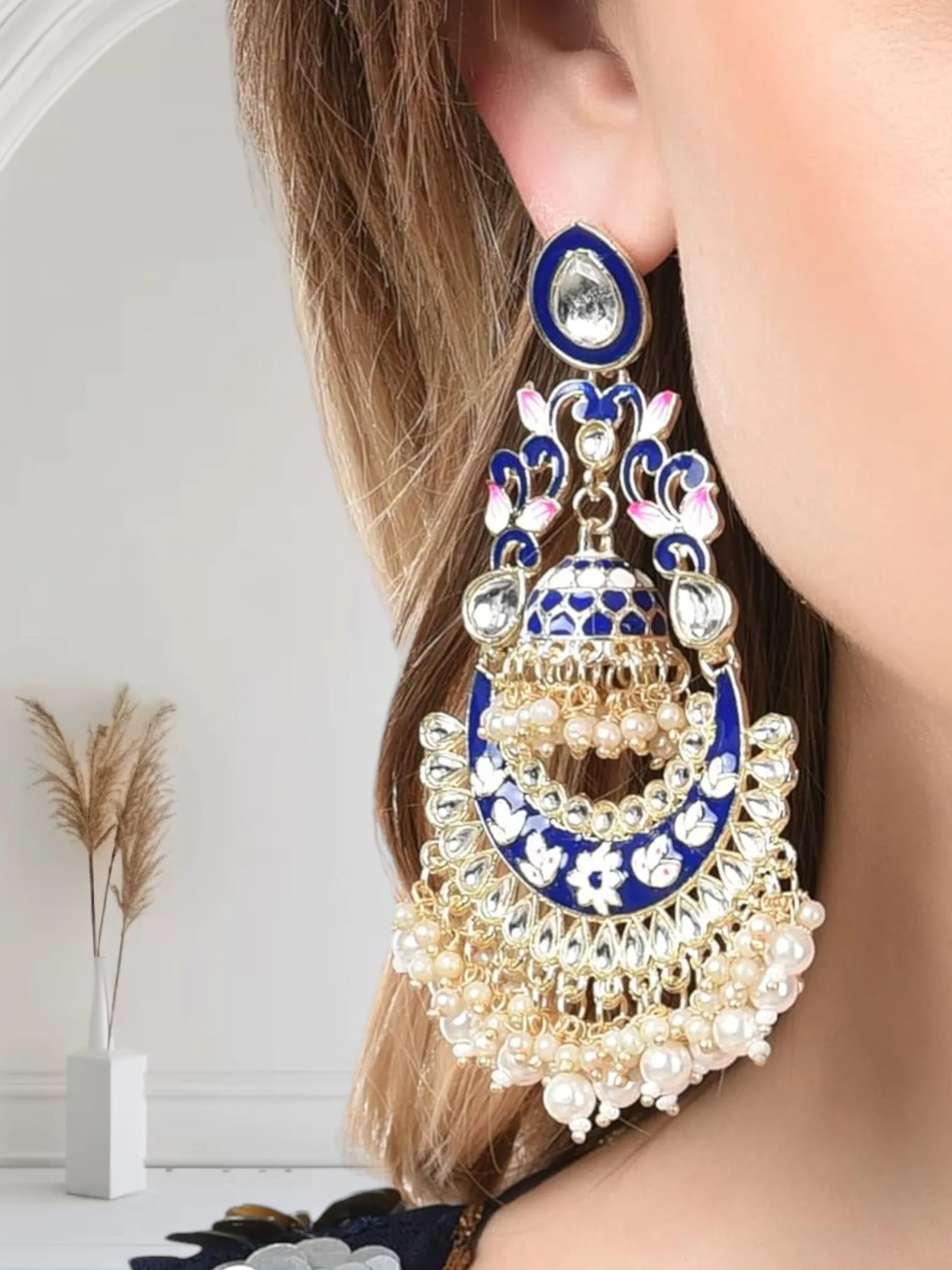 Kundan Meenakari Statement Earrings Indian Jewelry, Indian Jewelry, Bollywood Jewelry, Meenakari Earrings, Meenakari Jewelry Set, Indian Earrings