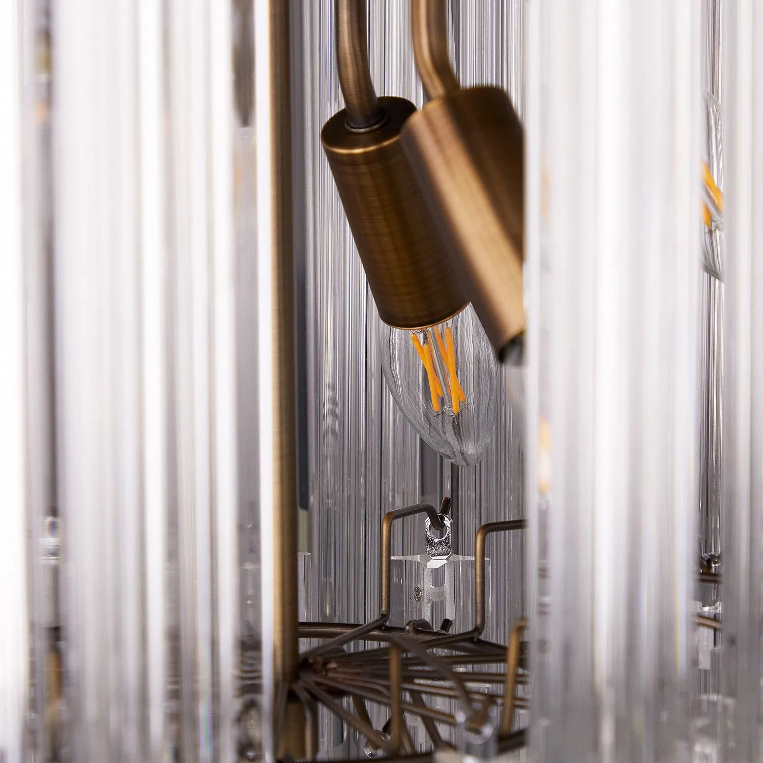 Larger Leonardo chandelier with four cornered glass drops