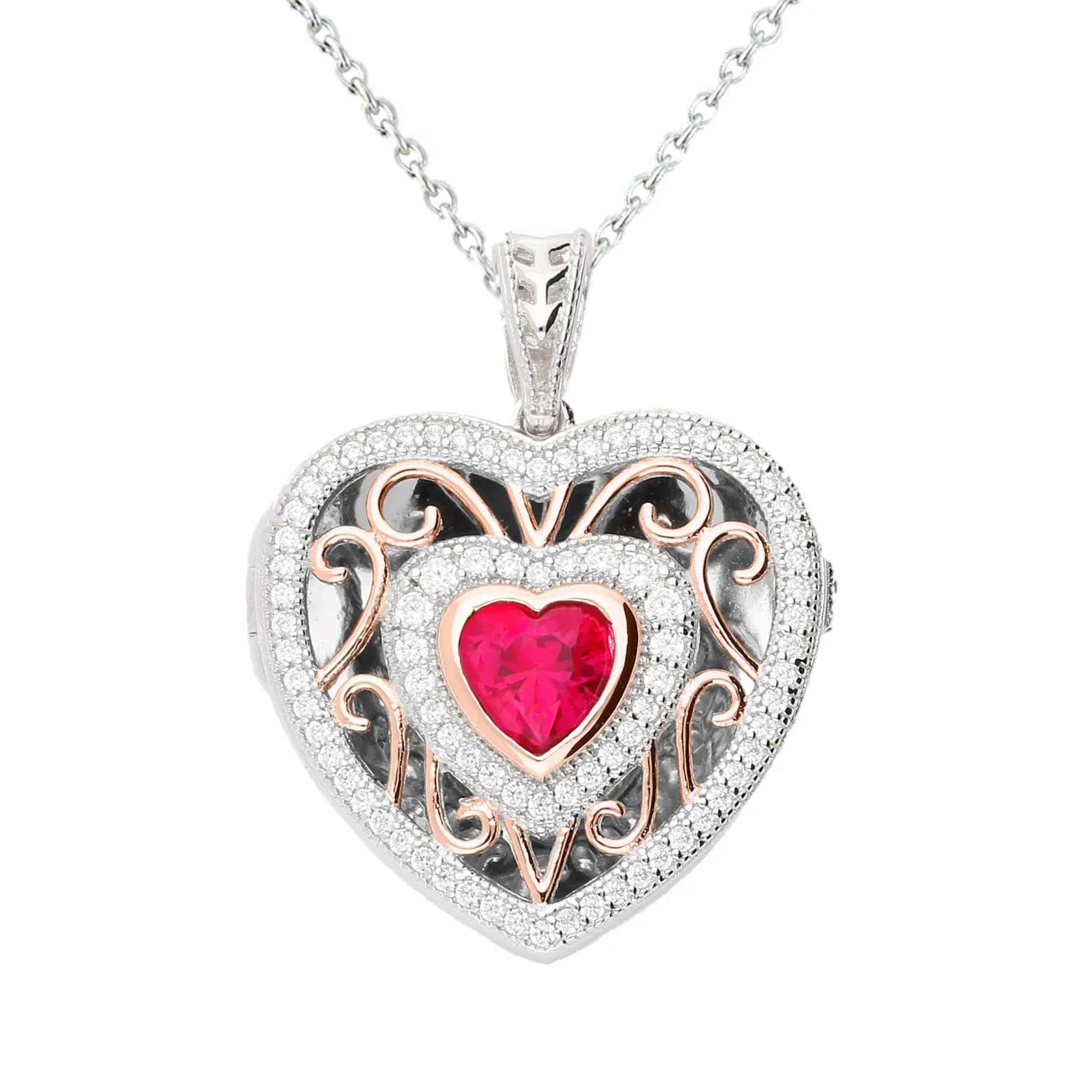 Lola Locket Silver and rose gold Rosie heart locket