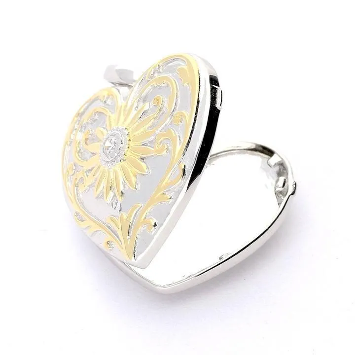 Lola Locket Silver and yellow gold Darcy heart locket