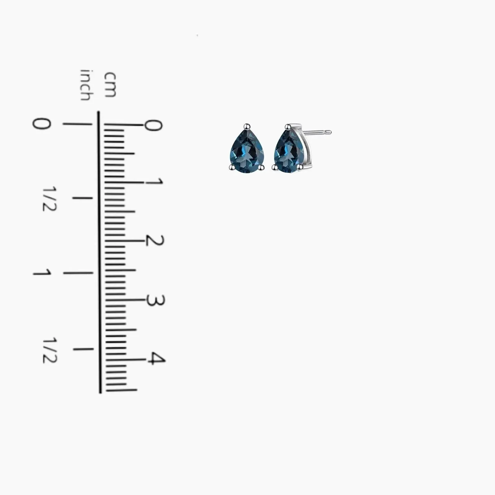 London Blue Topaz Pear Cut Stud Earrings in Sterling Silver - Irosk Australia ®