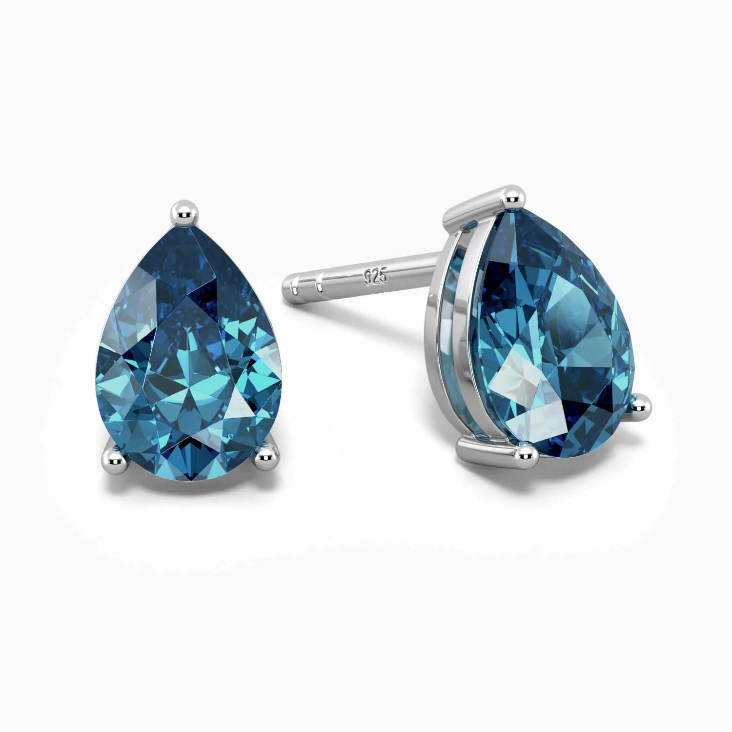 London Blue Topaz Pear Cut Stud Earrings in Sterling Silver - Irosk Australia ®