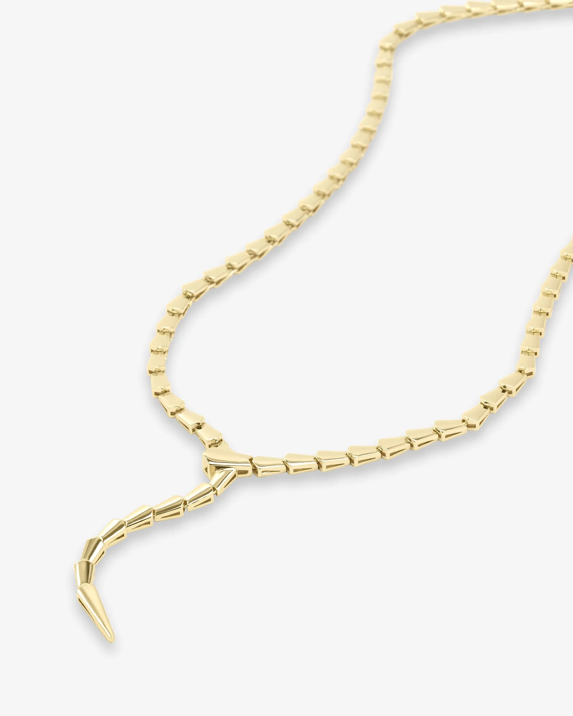 Mama Serpent Lariat Necklace - Gold