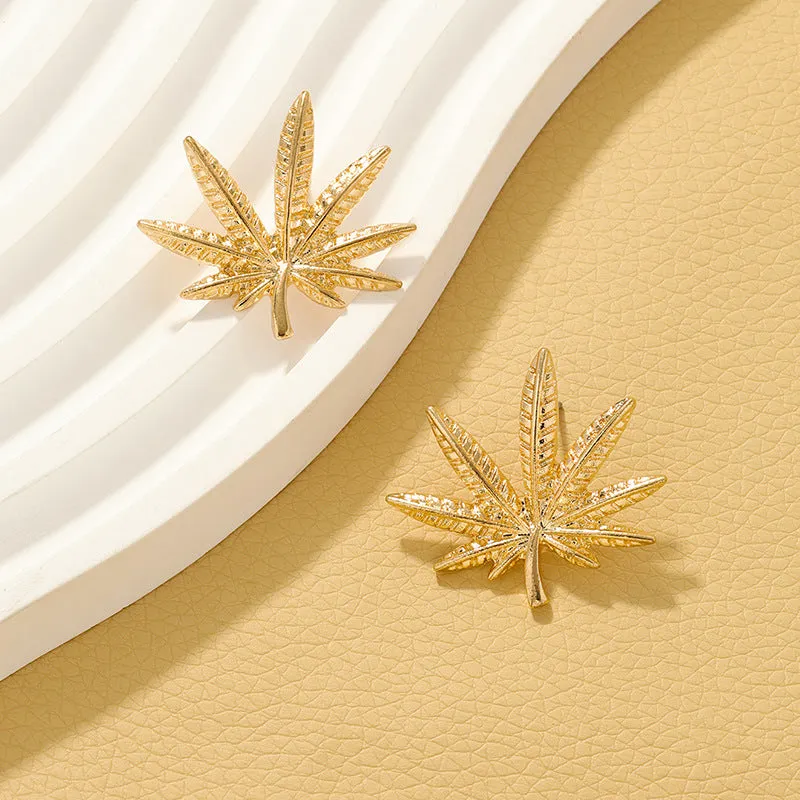 Maple Leaf Textured High-End Earrings with Retro Charm