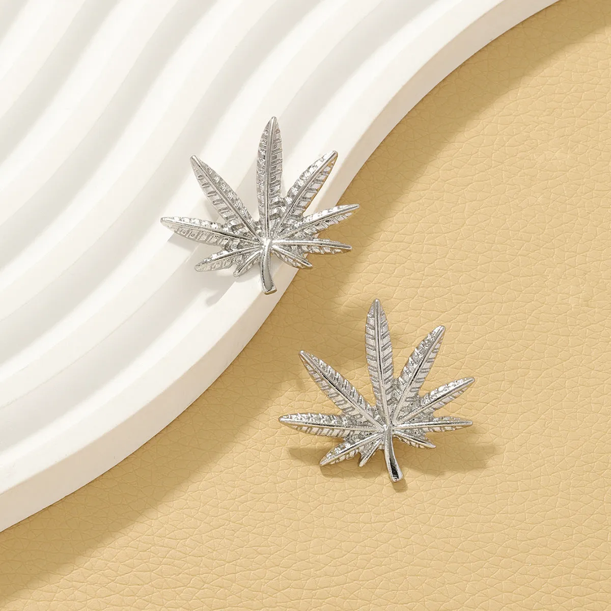 Maple Leaf Textured High-End Earrings with Retro Charm