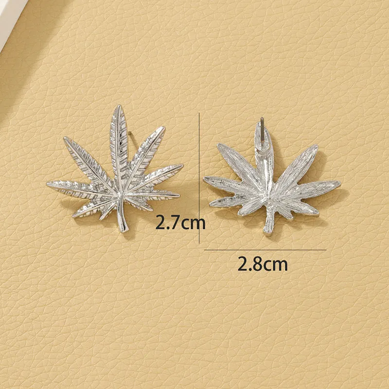 Maple Leaf Textured High-End Earrings with Retro Charm