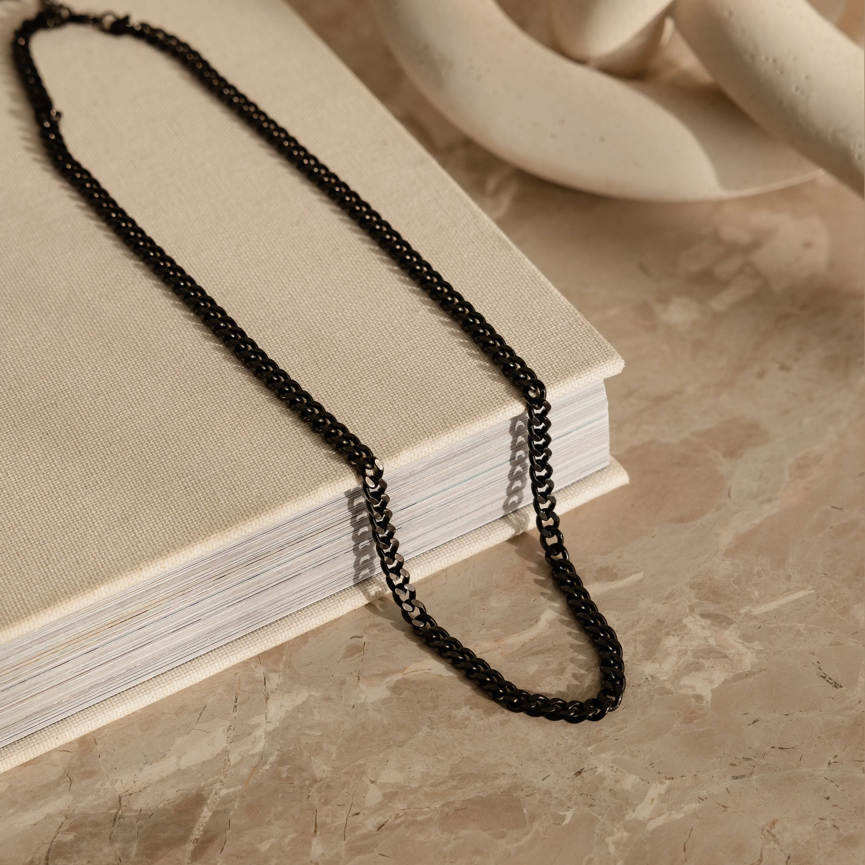 Men's Black Curb Chain