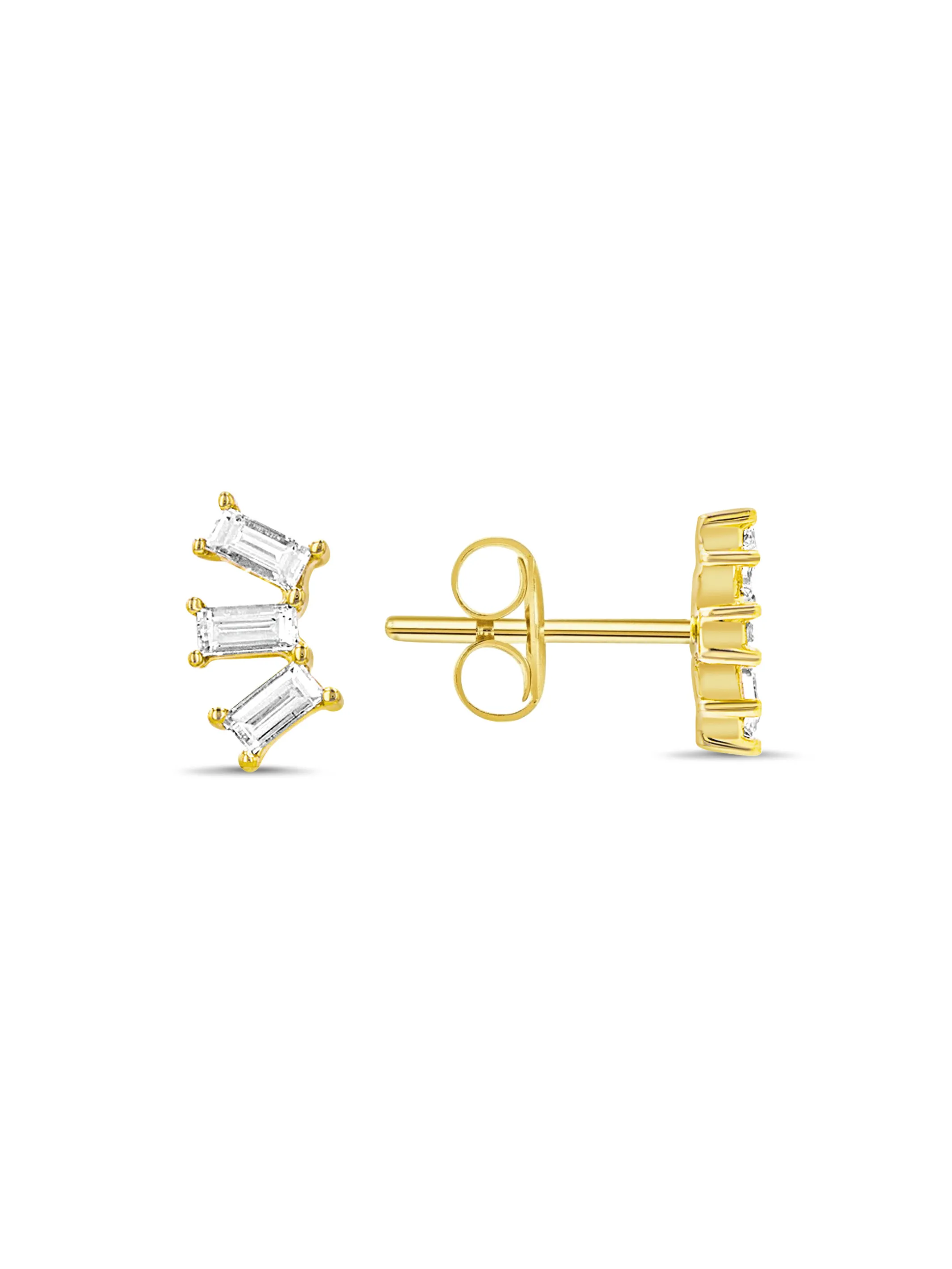 Mini Paris Baguette Stud Earrings 14K