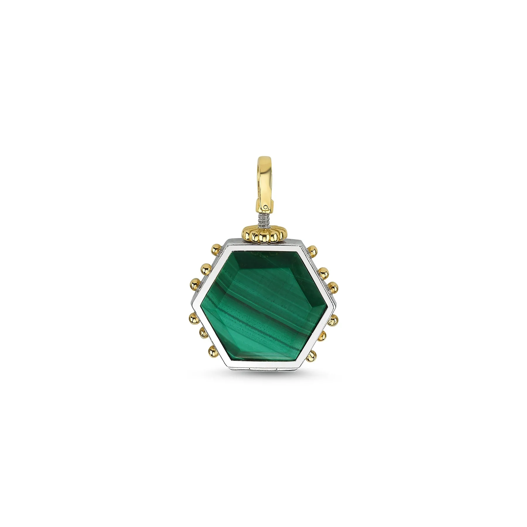 MINI SEGRETA MALACHITE AND EMERALD LOCKET